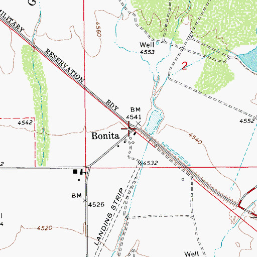 Topographic Map of Bonita, AZ