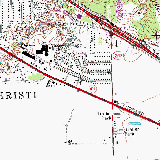 Topographic Map of Arlington Heights Christian School, TX