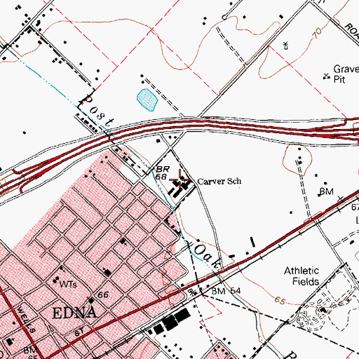 Topographic Map of Carver Elementary School, TX