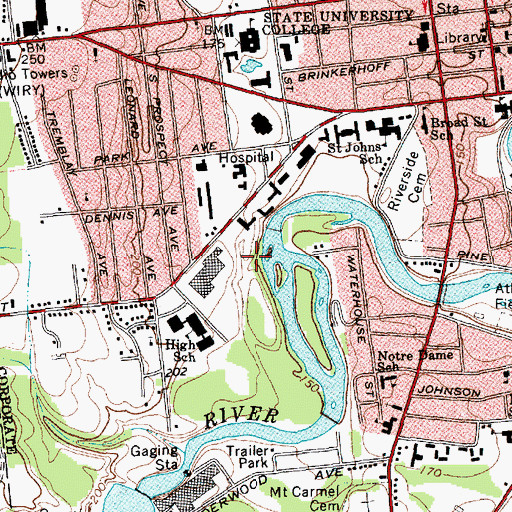Topographic Map of Wilson Hall, NY