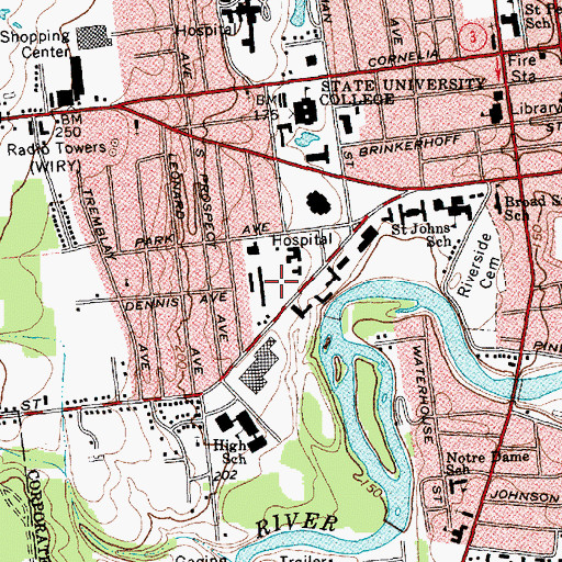 Topographic Map of Adirondack Hall, NY