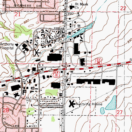 Topographic Map of Rasmussen College - Rockford Campus, IL