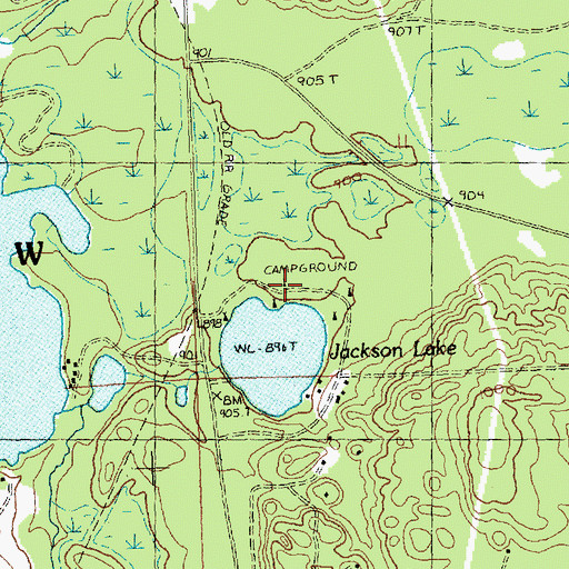 Topographic Map of Jackson Lake State Forest Campground, MI