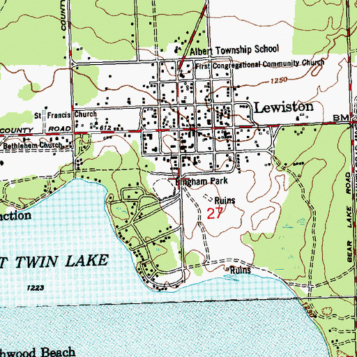 Topographic Map of Lewiston Station (historical), MI