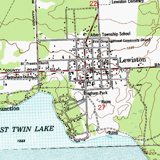Topographic Map of Lewiston Public Library, MI