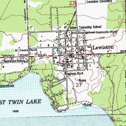 Topographic Map of Albert Township Hall, MI
