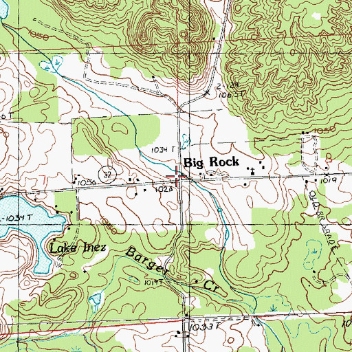 Topographic Map of Big Rock Post Office (historical), MI