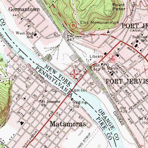 Topographic Map of Riverside School (historical), NY