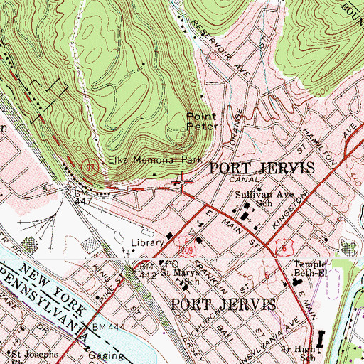 Topographic Map of Saint Peter's Lutheran Church, NY
