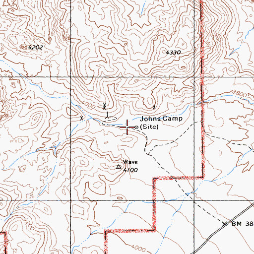 Topographic Map of Johns Camp, CA