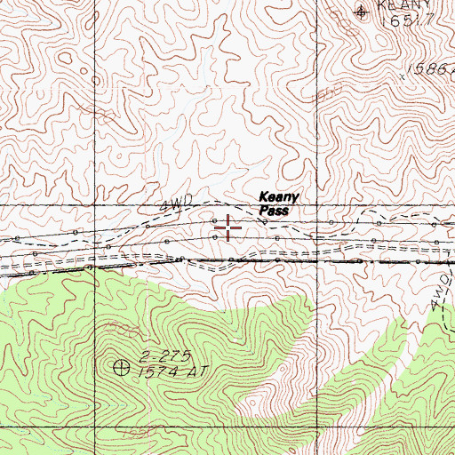 Topographic Map of Keany Pass, CA