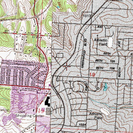 Topographic Map of Blue Ridge Christian School, MO