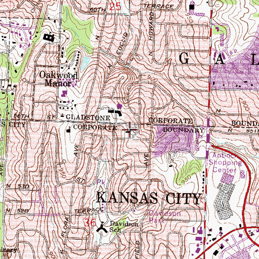 Topographic Map of Holy Cross Lutheran School, MO