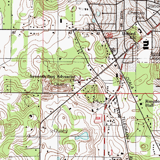 Topographic Map of Belleview Seventh Day Adventist Church, FL