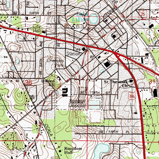 Topographic Map of Saint Marys Episcopal Church, FL