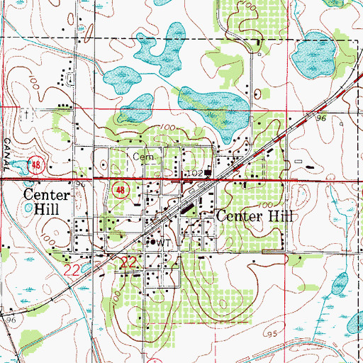 Topographic Map of Center Hill Post Office, FL