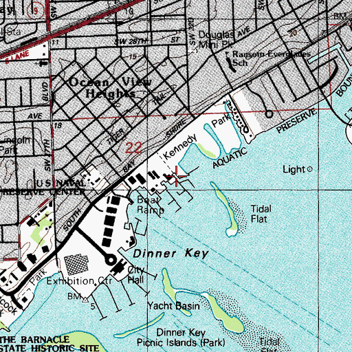 Topographic Map of Coral Reef Yacht Club Marina, FL