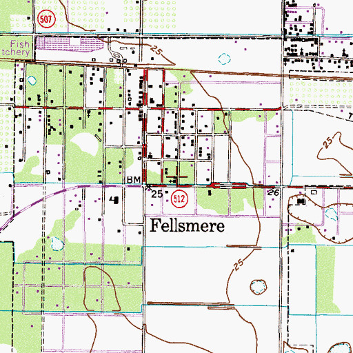 Topographic Map of Fellsmere Community Bible Church, FL