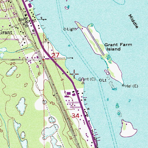 Topographic Map of Grant Historical House, FL