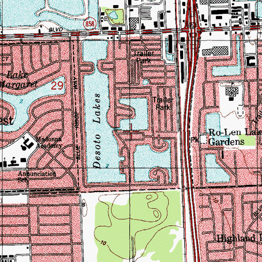 Topographic Map of Pembroke Park Lakes Mobile Home Park, FL