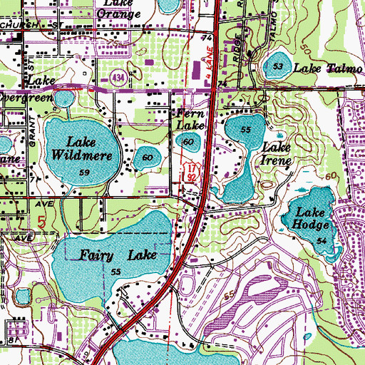 Topographic Map of Whispering Oaks Mobile Home Village, FL