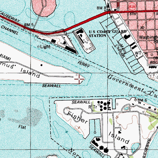 Topographic Map of Biscayne Bay Pilots Association Wharf, FL