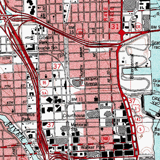 Topographic Map of Miami Childrens Musem, FL