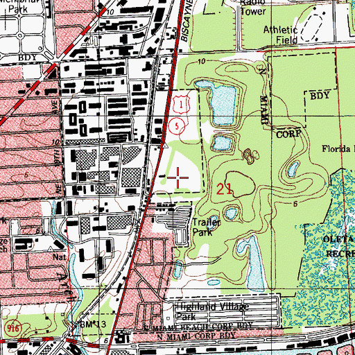 Topographic Map of North Miami Post Office, FL