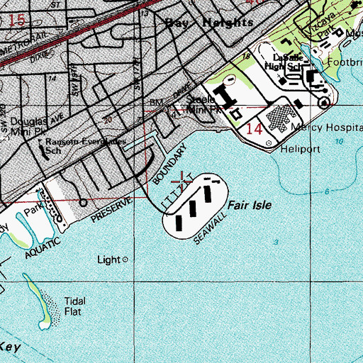 Topographic Map of Grove Isle Marina, FL