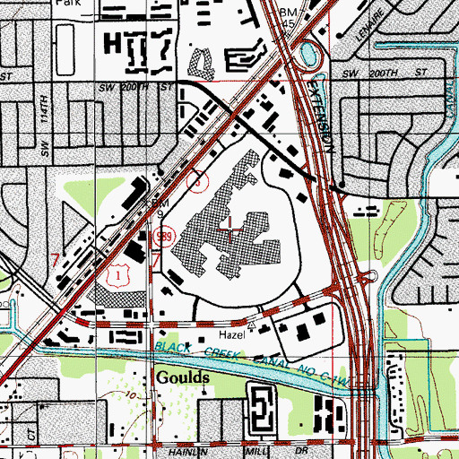 Topographic Map of Cutler Ridge Mall, FL
