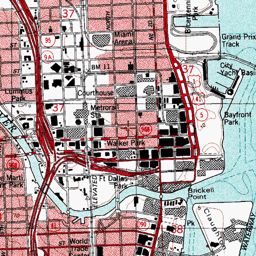 Topographic Map of Metro Mall, FL