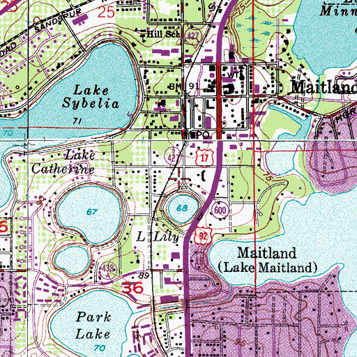 Topographic Map of Maitland Civic Center, FL