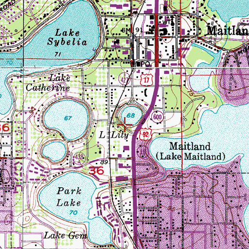 Topographic Map of Maitland Historical Society, FL