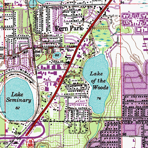 Topographic Map of Lake of the Woods Trailer Park, FL