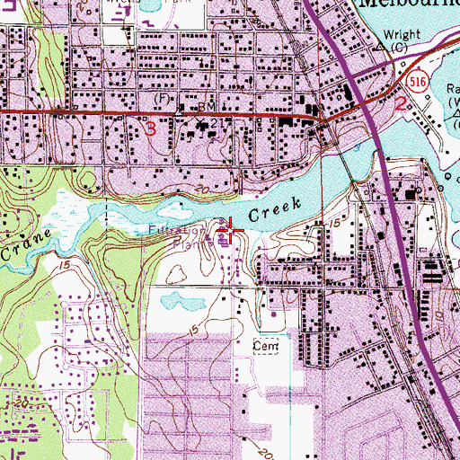 Topographic Map of City of Melbourne Wastewater Treatment Plant, FL