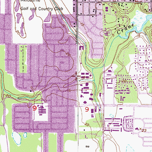 Topographic Map of Florida Institute of Technology Brownlie Hall, FL