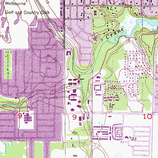 Topographic Map of Florida Institute of Technology Evans Hall, FL