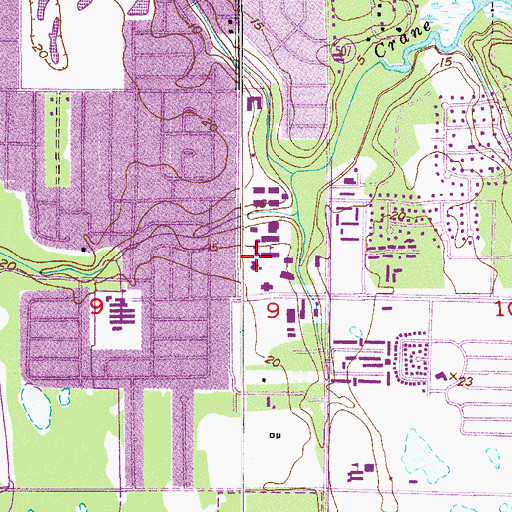 Topographic Map of Florida Institute of Technology Work Building, FL