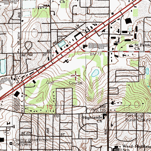 Topographic Map of Pine Island Ridge Country Club, FL