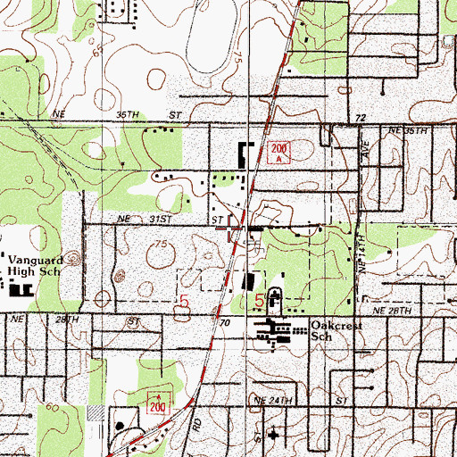 Topographic Map of Oakcrest Mobile Home Park, FL
