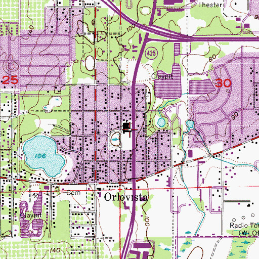 Topographic Map of Orlo Vista Community Center and Chamber of Commerce, FL