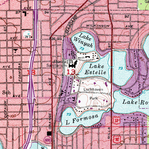 Topographic Map of Florida Hospital Medical Library, FL