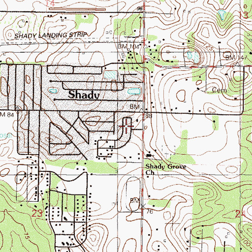 Topographic Map of Shady Road Villas Mobile Home Park, FL