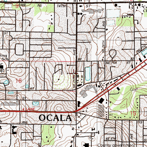 Topographic Map of Christ Community Church of Ocala, FL