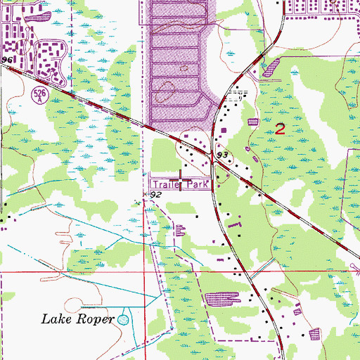 Topographic Map of Tamarack East Mobile Home Park, FL