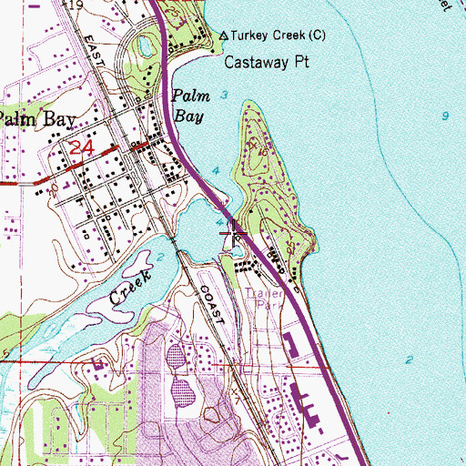 Topographic Map of Palm Bay Marina, FL