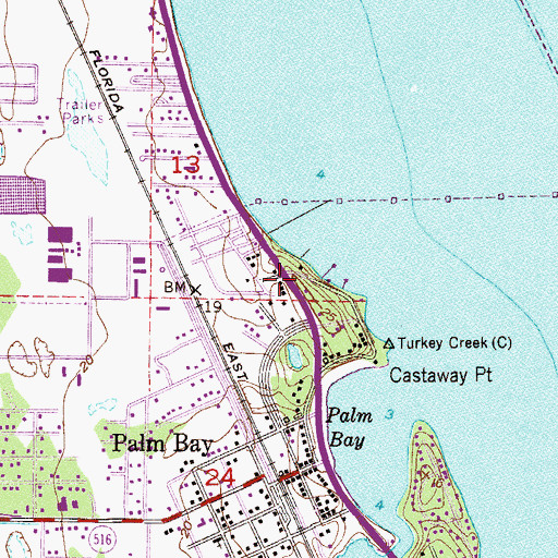 Topographic Map of Old Fort Trailer Park, FL
