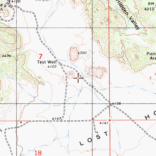 Topographic Map of Lost Horse Valley, CA