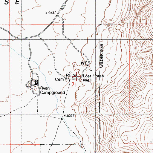 Topographic Map of Lost Horse Well, CA