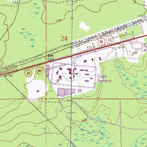 Topographic Map of Baker Correctional Institution, FL